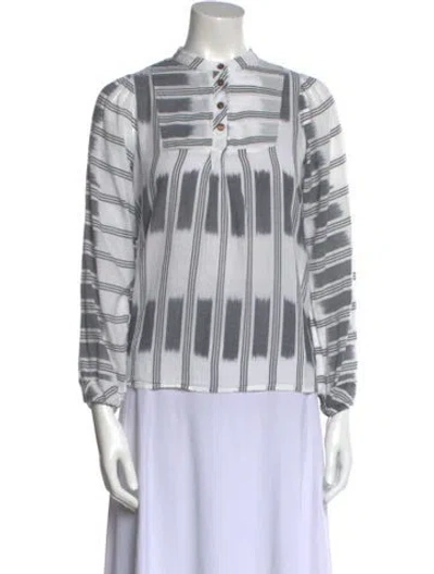 Pre-owned Warm Striped Crew Neck Blouse In Neutral