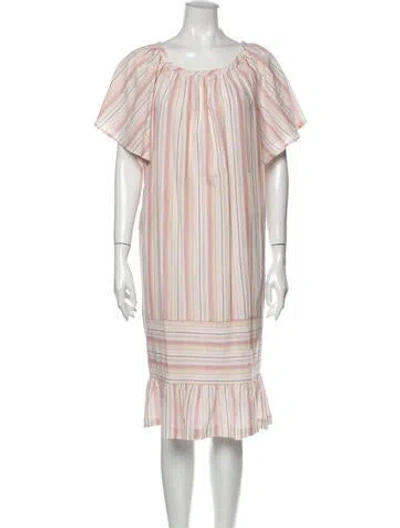 Pre-owned Warm Striped Knee-length Dress In Pink