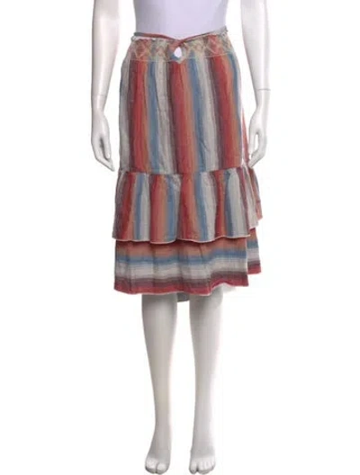 Pre-owned Warm Striped Knee-length Skirt In Blue