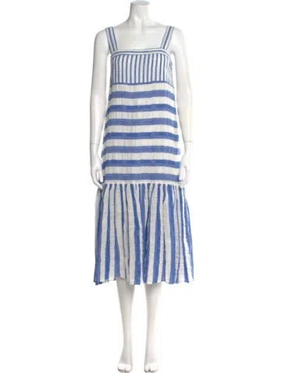 Pre-owned Warm Striped Long Dress In Multi