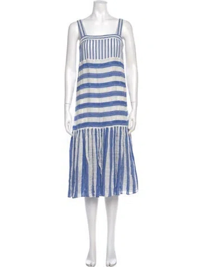 Pre-owned Warm Striped Midi Length Dress In Multi