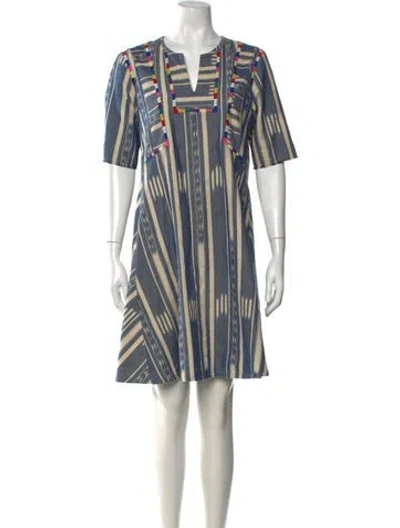 Pre-owned Warm Striped Mini Dress In Blue