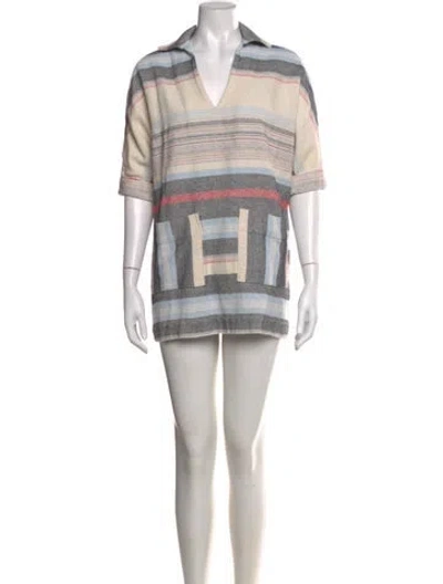 Pre-owned Warm Striped Mini Dress In Neutral