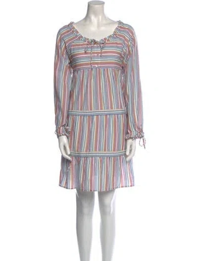 Pre-owned Warm Striped Mini Dress In White