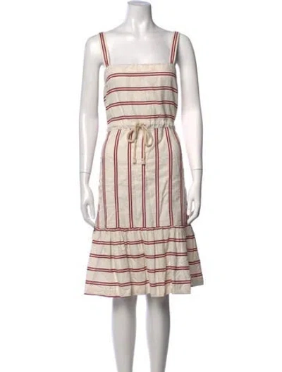 Pre-owned Warm Striped Mini Dress In White