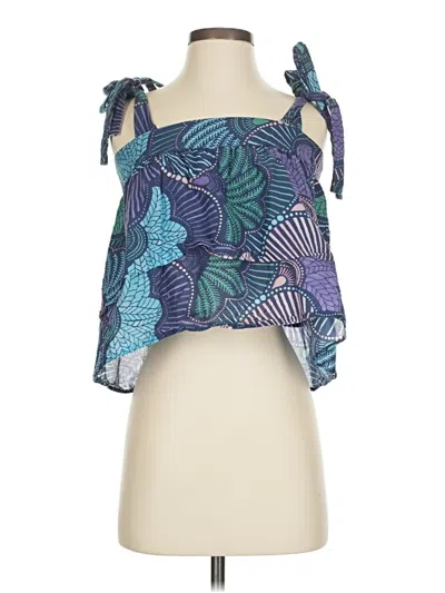 Pre-owned Warm Tank Top Blue Strapless Neckline Tops