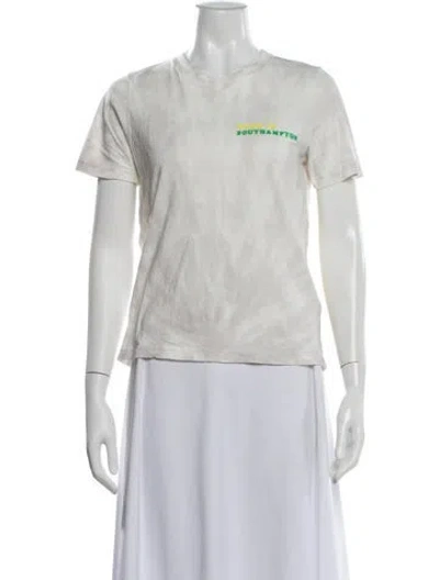 Pre-owned Warm Tie-dye Print Crew Neck T-shirt In White