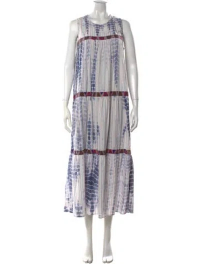 Pre-owned Warm Tie-dye Print Long Dress In Blue
