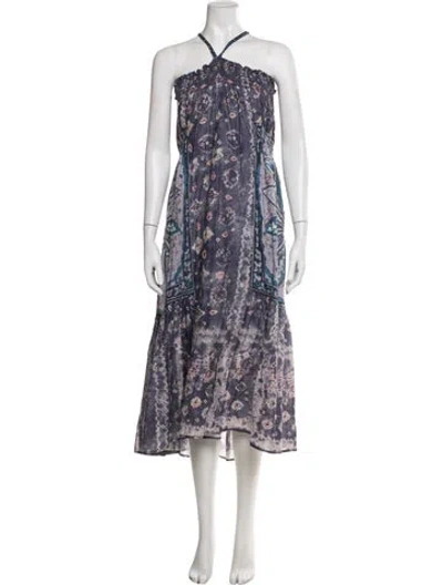 Pre-owned Warm Tie-dye Print Long Dress In Purple