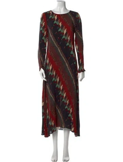 Pre-owned Warm Tie-dye Print Long Dress In Red