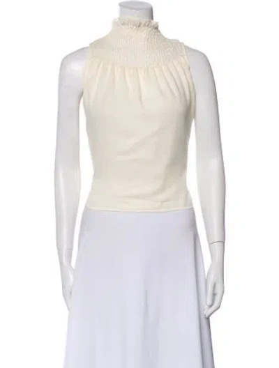 Pre-owned Warm Turtleneck Sleeveless Crop Top In Neutral