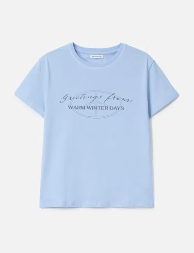 Warm Winter Days Greetings T-shirt In Blue