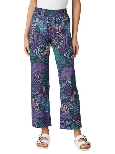 Warm Women's Floral Staright Fit Pants In Purple