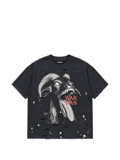 Warman Distressed Graphic-print T-shirt In Black