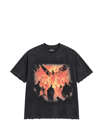 Warman Graphic-print Distressed T-shirt In Black