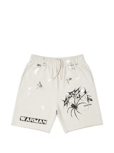 Warman Graphic-print Paint-splatter Track Shorts In Red