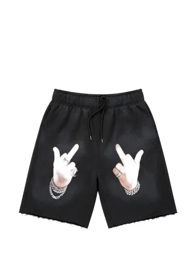 Warman Graphic-print Raw-cut Shorts In Black
