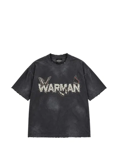 Warman Logo-print Distressed T-shirt In Gray