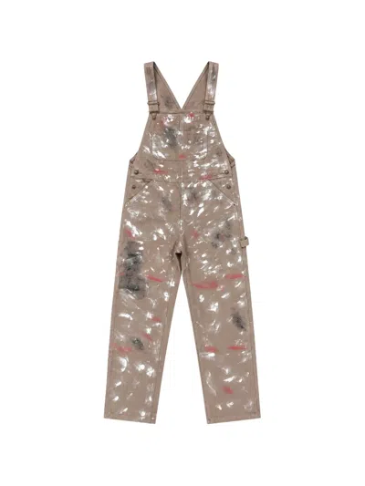Warman Paint-splatter Dungarees In Brown