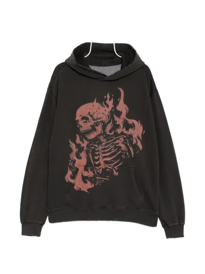 Warman Skull Printed Hoodie In Black