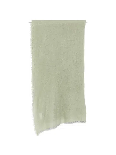 Warm-me Nomad Frayed Scarf In Green