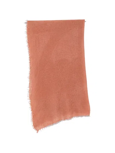 Warm-me Nomad Small Frayed Scarf In Orange