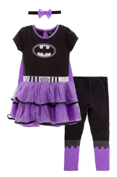 Warner Bros Babies'  Justice League Dress And Leggings Set With Cape In Batgirl Purple
