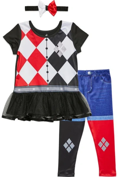 Warner Bros Kids'  Justice League Harley Quinn Tutu T-shirt And Leggings Set In Black
