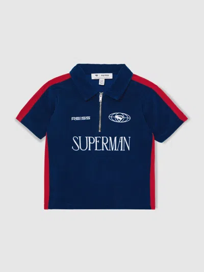 WARNER BROS SUPERMAN | REISS TOWELLING POLO SHIRT
