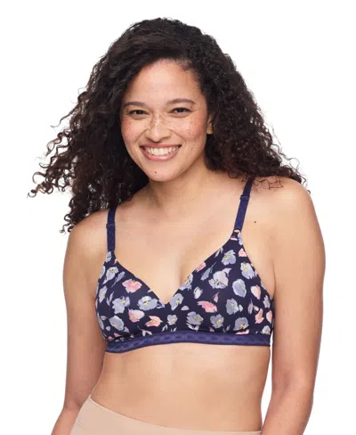 Warner's Cloud 9 Super Soft Wireless Lightly Lined Comfort Bra 1269 In Blue