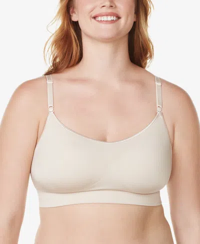 Warner's Warners Easy Does It Dig-free Comfort Band With Seamless Stretch Wireless Lightly Lined Convertible  In Butterscotch