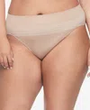 Warner's No Pinches No Problems Striped Hi Cut Brief Underwear Rt5501p In Toasted Almond