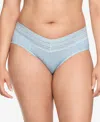 Warner's Women's No Pinching No Problems Lace Hipster Underwear 5609j In Baby Blue Printemps Floral