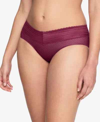 Warner's No Pinching No Problems Lace Hipster Underwear 5609j In Burgundy