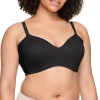 Warner's Seamless T-shirt Wireless Full Coverage Bra Rm3061a In Black
