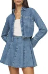Warp & Weft Anr High-low Crop Denim Jacket In New Life In Blue