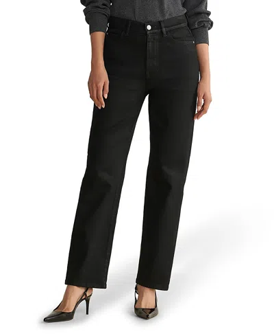Warp & Weft Ase Stretch Straight Jeans In Coated Noir In Multi
