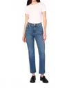 Warp & Weft Ase Stretch High Rise Straight Jean In Takeoff In Blue