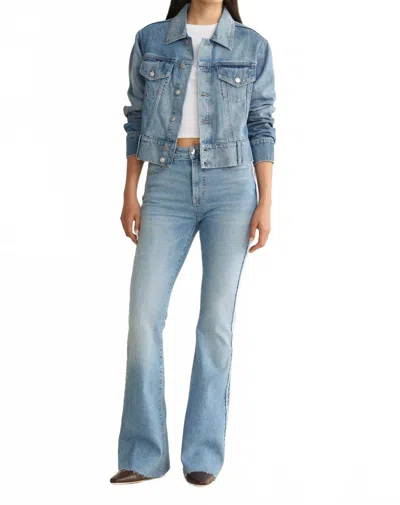 Warp & Weft Denim Cropped Jacket In Bambino In Blue