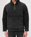 Warp & Weft Denim Pullover Windbreaker Jacket In Black In Black