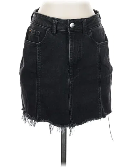Pre-owned Warp & Weft Denim Skirt In Black