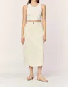 Warp & Weft Lin Denim Skirt In Cloud In Neutral