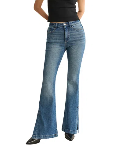 Warp & Weft Mia Flare Jeans In Rowdy Blue