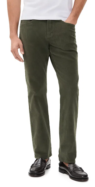 Warp & Weft Ord Straight Corduroy Pants Olive Grove In Green