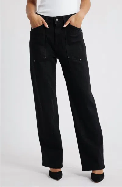Warp & Weft Warp+weft Sat '90s High Waist Relaxed Straight Leg Utility Jeans In Black