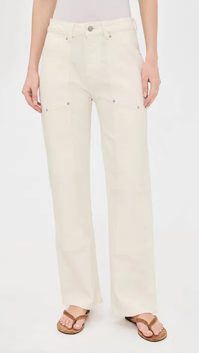 Warp & Weft Sat ‘90s Straight Leg High Rise Utility Jeans In Ecru In White