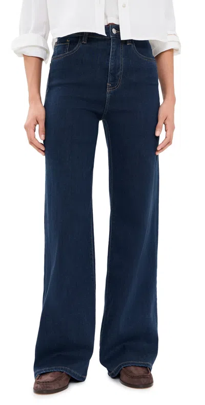 Warp & Weft The Californian Slim Wide Leg Jeans River Rinse