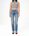 Warp & Weft Vintage Straight Jeans In High Road In Blue