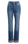 Warp & Weft Warp+weft Ase High Waist Straight Leg Jeans In Blue