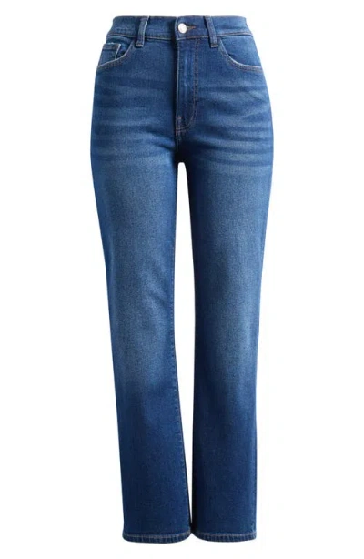 Warp & Weft Warp+weft Ase Crop Straight Leg Jeans In Blue